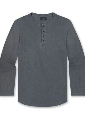 Goodlife Men's Long Sleeve Henley - Charcoal Gray